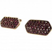 Art Deco Sterling Vermeil Pave Garnet Cuff Links Cufflinks ART DECO-Modernism