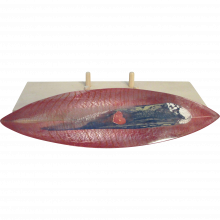 Bertil Vallien For Kosta Boda Art Glass Pink Boat With Heart CONTEMPORARY-Modernism