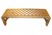 Mid Century Modern Blonde Bench With Webbing MID-CENTURY MODERN-Modernism