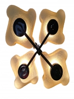 Modernist Art Deco Frost 4 Shade Chandelier, Polished Chrome ART DECO-Modernism