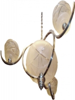French Art Deco Chandelier with Center a Globe and 3 Shades ART DECO-Modernism