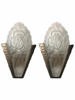 French Art Deco Sconces by Degue Signed Pair ART DECO-Modernism
